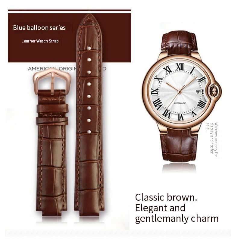 Cartier Watch Ballon Bleu - 女性用レザーウォッチバンド,ブルーバルーンシリーズ,第1層牛革ストラップ,高品質の製品