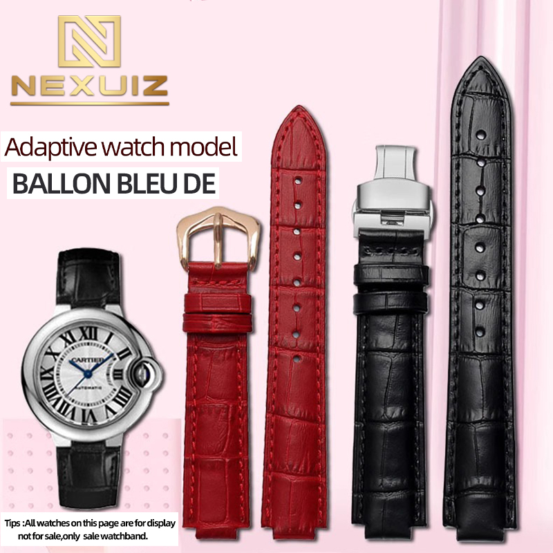 Cartier Watch Ballon Bleu - 革時計バンドバロンブルーデカルティエ時計ストラップ女性男性凸ジョイントブレスレット 14 ミリメートル 16 ミリメートル 18