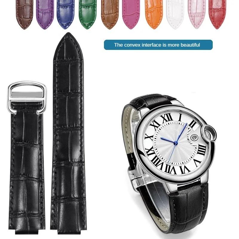 Cartier Watch Ballon Bleu - クロコダイルレザーウォッチストラップ,ブルーバルーンシリーズ用交換キット,凸型インターフェース,14mm, 16mm, 18mm, 20mm, 22mm