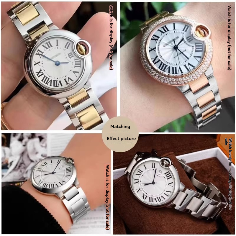 専用の凸面インターフェースステンレススチールストラップカルテ - Cartier Watch Ballon Bleu のレビューと価格