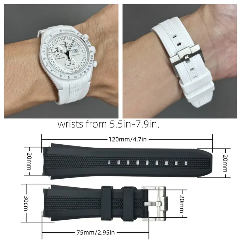 20mm カーブエンド ノーギャップ シリコン製腕時計ストラ - Omega Watch Speedmaster のレビューと価格